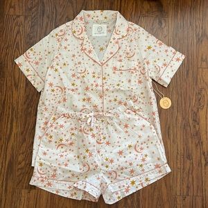 PRINTFRESH celestial skies peach short sleep set